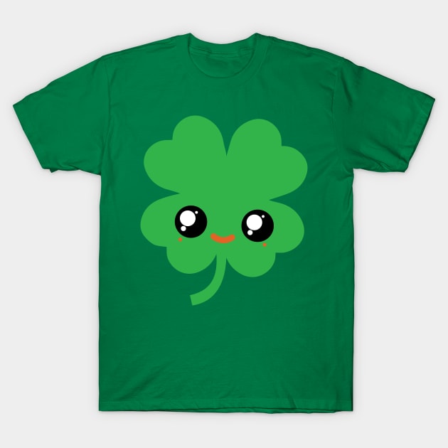 Cute Irish Shamrock Kawaii T-Shirt by SkarloCueva